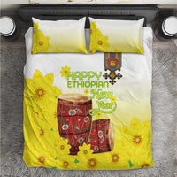 Ethiopian Enkutatash Bedding Set Kebero Drum With Adey Abeba Flower - Wonder Print Shop