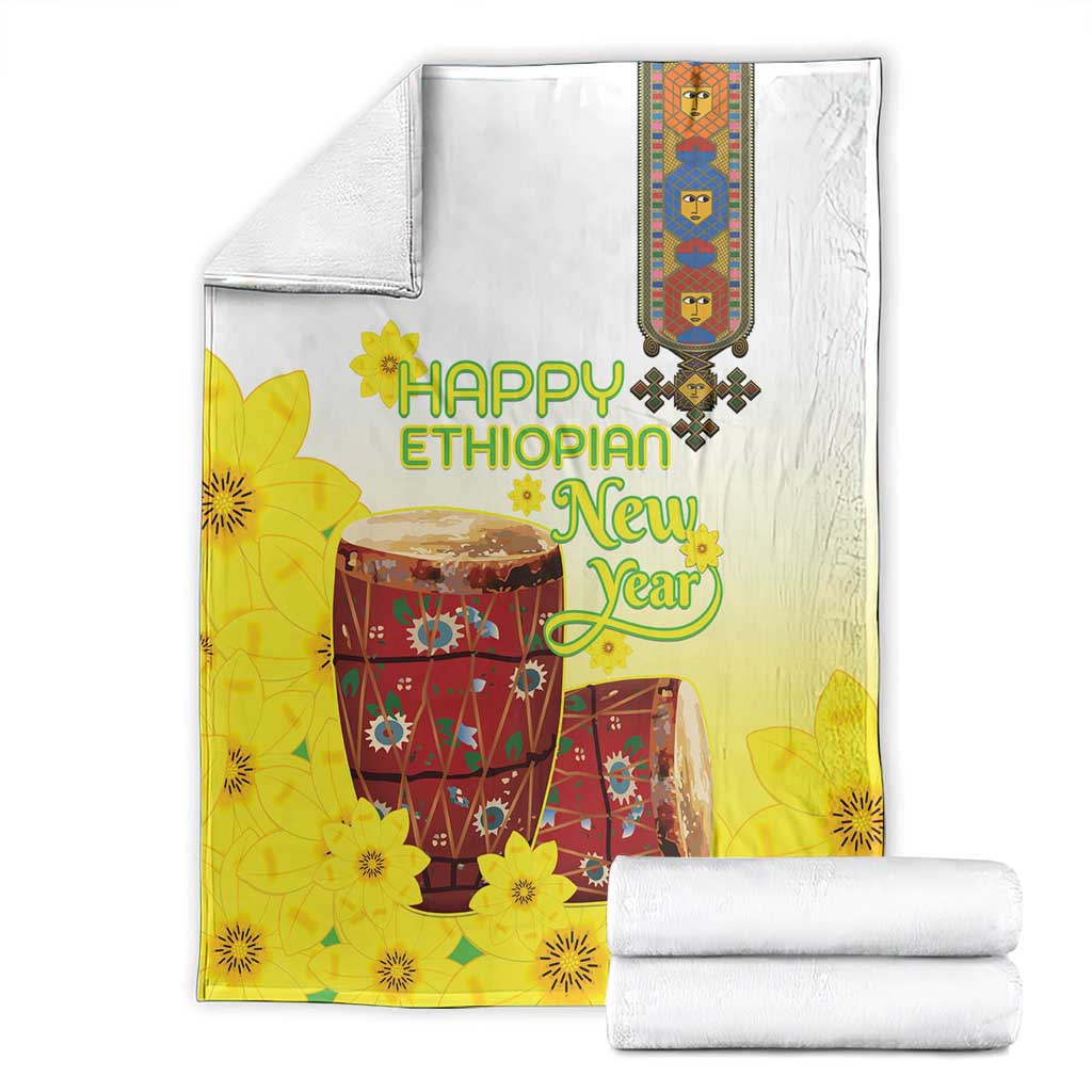 Ethiopian Enkutatash Blanket Kebero Drum With Adey Abeba Flower - Wonder Print Shop