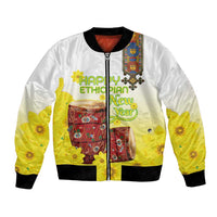Ethiopian Enkutatash Bomber Jacket Kebero Drum With Adey Abeba Flower - Wonder Print Shop