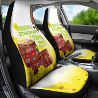 Ethiopian Enkutatash Car Seat Cover Kebero Drum With Adey Abeba Flower - Wonder Print Shop