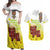 Ethiopian Enkutatash Couples Matching Off Shoulder Maxi Dress and Hawaiian Shirt Kebero Drum With Adey Abeba Flower - Wonder Print Shop