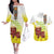 Ethiopian Enkutatash Couples Matching Off The Shoulder Long Sleeve Dress and Hawaiian Shirt Kebero Drum With Adey Abeba Flower - Wonder Print Shop