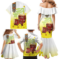 Ethiopian Enkutatash Family Matching Mermaid Dress and Hawaiian Shirt Kebero Drum With Adey Abeba Flower - Wonder Print Shop