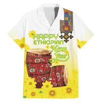 Ethiopian Enkutatash Family Matching Mermaid Dress and Hawaiian Shirt Kebero Drum With Adey Abeba Flower - Wonder Print Shop