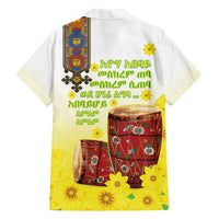 Ethiopian Enkutatash Family Matching Puletasi and Hawaiian Shirt Kebero Drum With Adey Abeba Flower - Wonder Print Shop