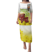 Ethiopian Enkutatash Family Matching Puletasi and Hawaiian Shirt Kebero Drum With Adey Abeba Flower - Wonder Print Shop