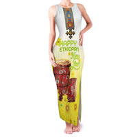 Ethiopian Enkutatash Family Matching Tank Maxi Dress and Hawaiian Shirt Kebero Drum With Adey Abeba Flower - Wonder Print Shop