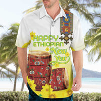 Ethiopian Enkutatash Hawaiian Shirt Kebero Drum With Adey Abeba Flower - Wonder Print Shop