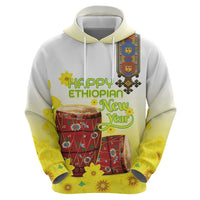 Ethiopian Enkutatash Hoodie Kebero Drum With Adey Abeba Flower - Wonder Print Shop
