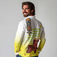 Ethiopian Enkutatash Long Sleeve Polo Shirt Kebero Drum With Adey Abeba Flower - Wonder Print Shop