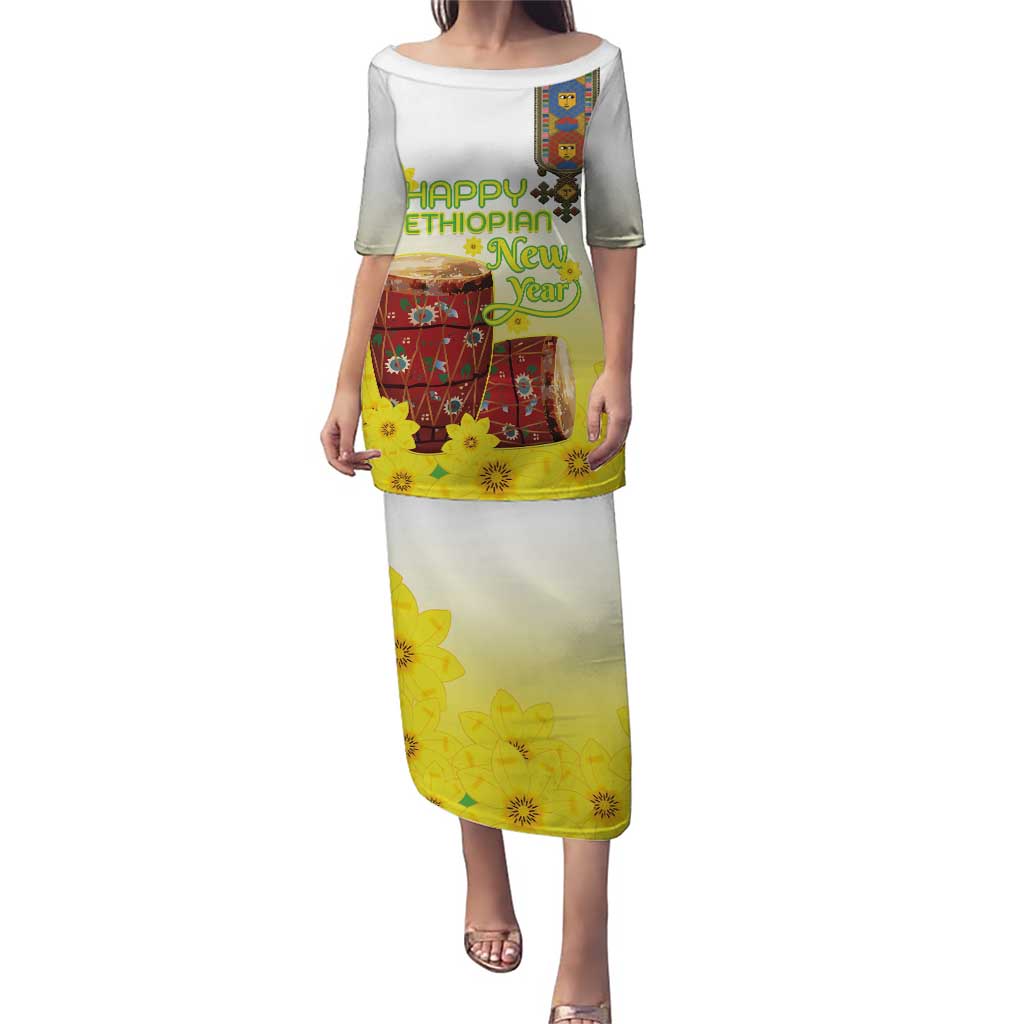 Ethiopian Enkutatash Puletasi Kebero Drum With Adey Abeba Flower - Wonder Print Shop