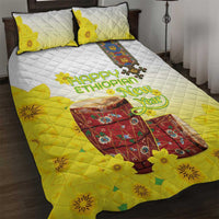 Ethiopian Enkutatash Quilt Bed Set Kebero Drum With Adey Abeba Flower - Wonder Print Shop