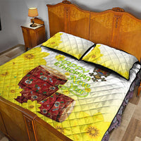 Ethiopian Enkutatash Quilt Bed Set Kebero Drum With Adey Abeba Flower - Wonder Print Shop