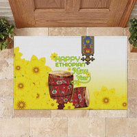 Ethiopian Enkutatash Rubber Doormat Kebero Drum With Adey Abeba Flower - Wonder Print Shop