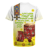 Ethiopian Enkutatash Rugby Jersey Kebero Drum With Adey Abeba Flower - Wonder Print Shop