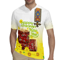 Ethiopian Enkutatash Rugby Jersey Kebero Drum With Adey Abeba Flower - Wonder Print Shop