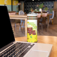 Ethiopian Enkutatash Skinny Tumbler Kebero Drum With Adey Abeba Flower - Wonder Print Shop