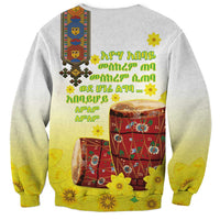 Ethiopian Enkutatash Sweatshirt Kebero Drum With Adey Abeba Flower - Wonder Print Shop