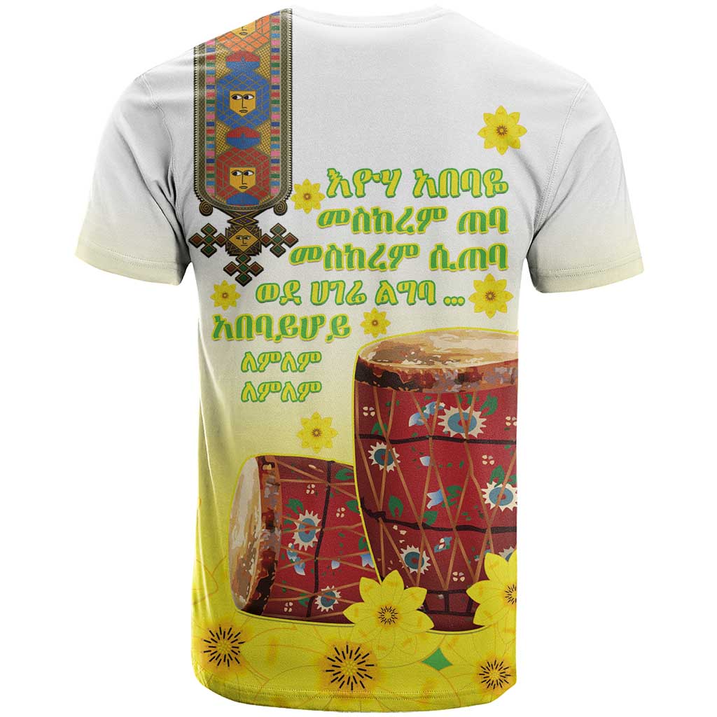 Ethiopian Enkutatash T Shirt Kebero Drum With Adey Abeba Flower - Wonder Print Shop