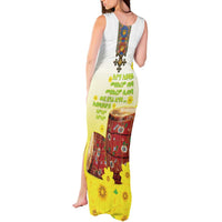 Ethiopian Enkutatash Tank Maxi Dress Kebero Drum With Adey Abeba Flower - Wonder Print Shop