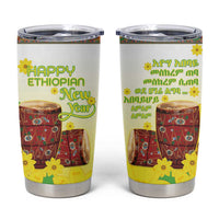 Ethiopian Enkutatash Tumbler Cup Kebero Drum With Adey Abeba Flower - Wonder Print Shop