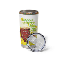 Ethiopian Enkutatash Tumbler Cup Kebero Drum With Adey Abeba Flower - Wonder Print Shop