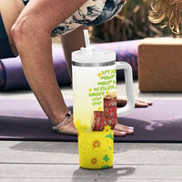 Ethiopian Enkutatash Tumbler With Handle Kebero Drum With Adey Abeba Flower - Wonder Print Shop