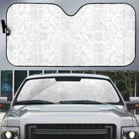 Nigeria Osun-Osogbo Festival Auto Sun Shade White Lily Lei With Yoruba Pattern - Wonder Print Shop