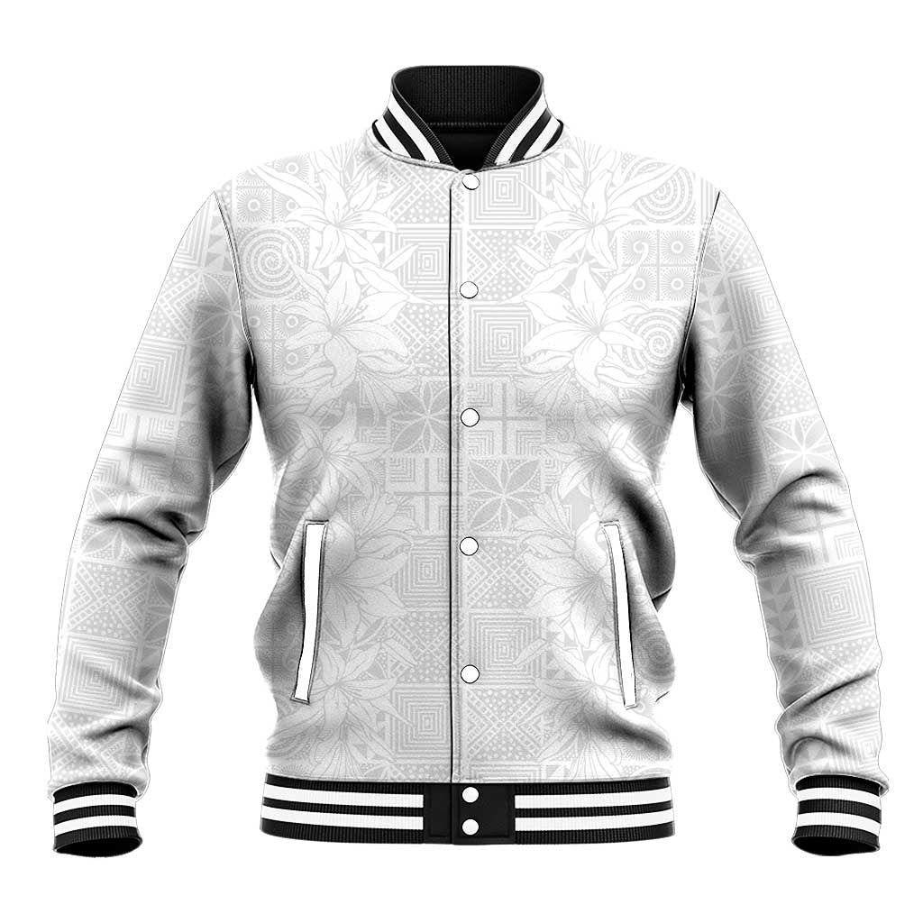 Nigeria Osun-Osogbo Festival Baseball Jacket White Lily Lei With Yoruba Pattern - Wonder Print Shop