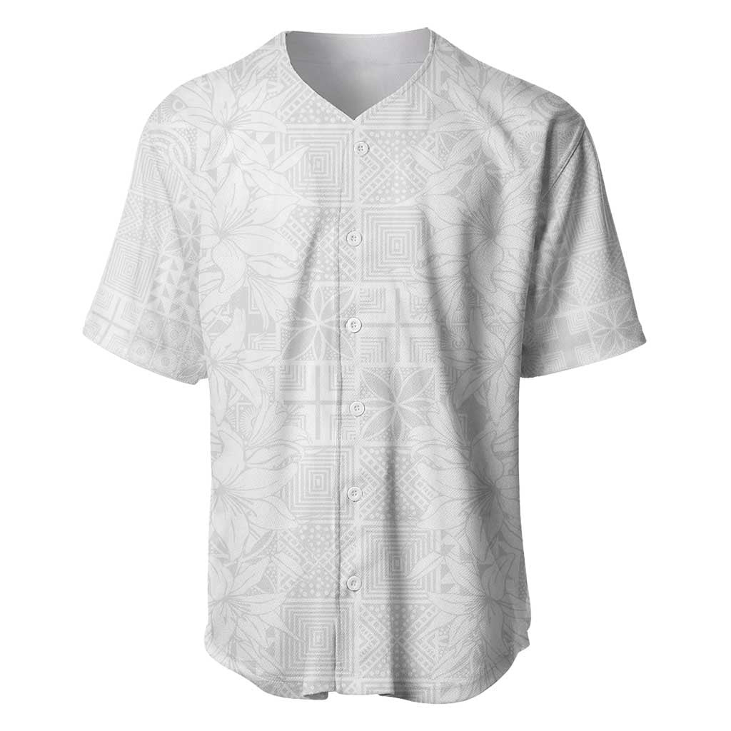 Nigeria Osun-Osogbo Festival Baseball Jersey White Lily Lei With Yoruba Pattern - Wonder Print Shop
