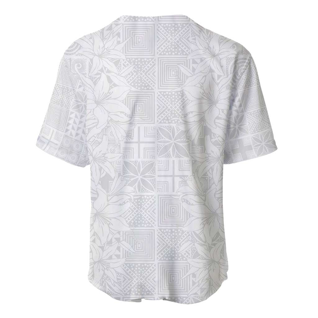 Nigeria Osun-Osogbo Festival Baseball Jersey White Lily Lei With Yoruba Pattern - Wonder Print Shop