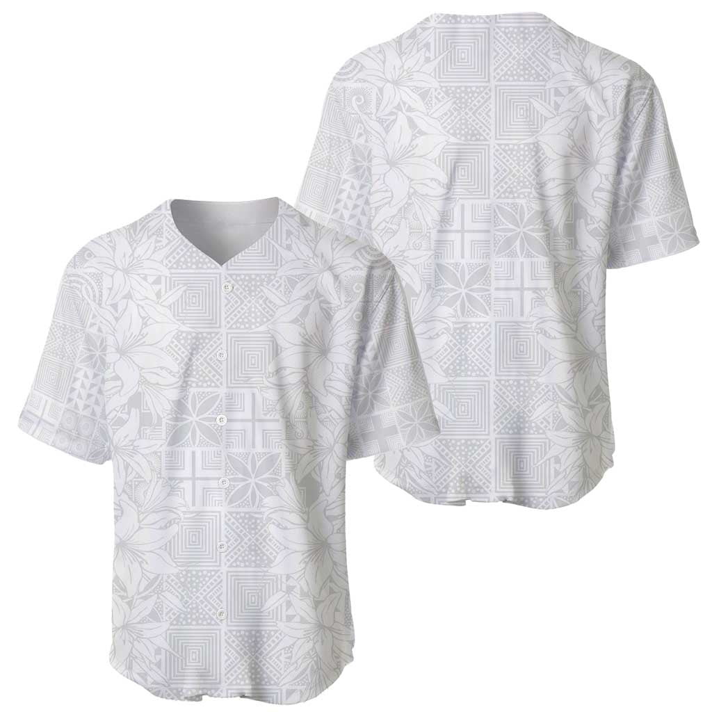 Nigeria Osun-Osogbo Festival Baseball Jersey White Lily Lei With Yoruba Pattern - Wonder Print Shop