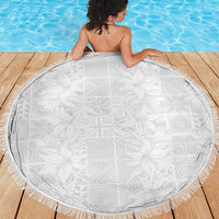 Nigeria Osun-Osogbo Festival Beach Blanket White Lily Lei With Yoruba Pattern - Wonder Print Shop