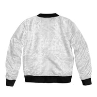 Nigeria Osun-Osogbo Festival Bomber Jacket White Lily Lei With Yoruba Pattern - Wonder Print Shop