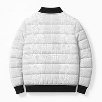 Nigeria Osun-Osogbo Festival Bomber Puffer Jacket White Lily Lei With Yoruba Pattern - Wonder Print Shop