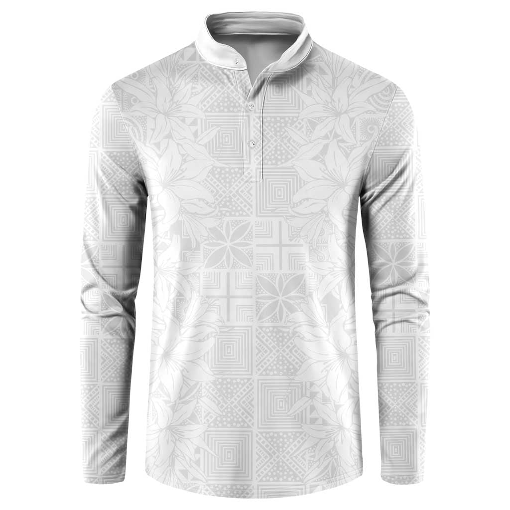 Nigeria Osun-Osogbo Festival Button Sweatshirt White Lily Lei With Yoruba Pattern - Wonder Print Shop