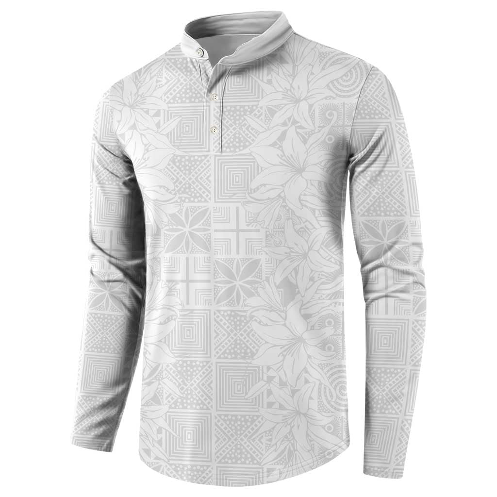 Nigeria Osun-Osogbo Festival Button Sweatshirt White Lily Lei With Yoruba Pattern - Wonder Print Shop