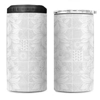 Nigeria Osun-Osogbo Festival 4 in 1 Can Cooler Tumbler White Lily Lei With Yoruba Pattern - Wonder Print Shop