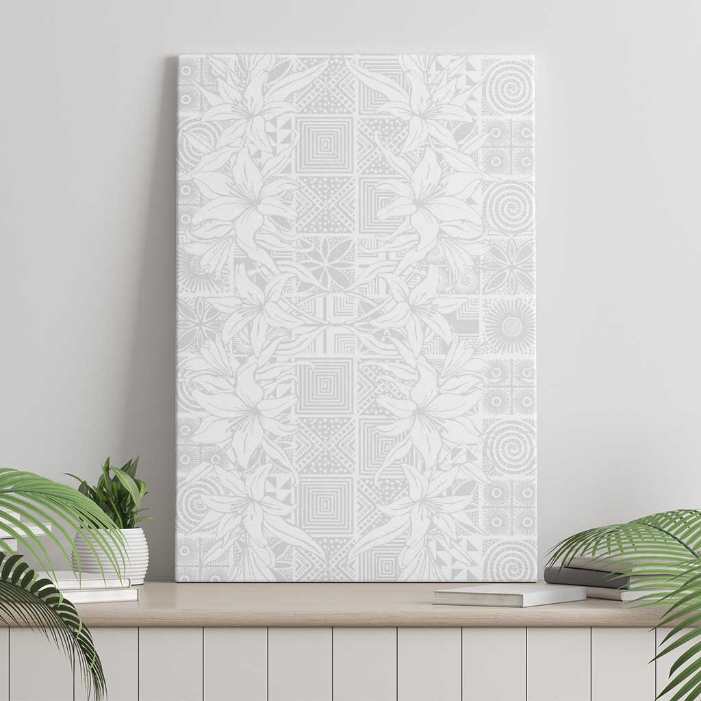 Nigeria Osun-Osogbo Festival Canvas Wall Art White Lily Lei With Yoruba Pattern - Wonder Print Shop