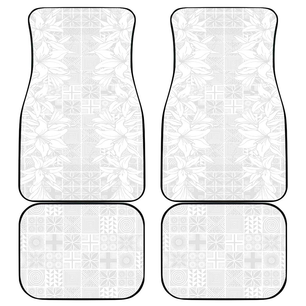 Nigeria Osun-Osogbo Festival Car Mats White Lily Lei With Yoruba Pattern - Wonder Print Shop