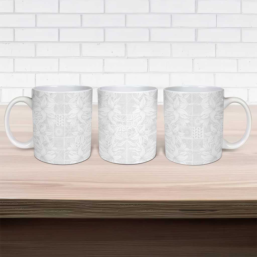 Nigeria Osun-Osogbo Festival Ceramic Mug White Lily Lei With Yoruba Pattern - Wonder Print Shop