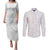 Nigeria Osun-Osogbo Festival Couples Matching Puletasi and Long Sleeve Button Shirt White Lily Lei With Yoruba Pattern - Wonder Print Shop