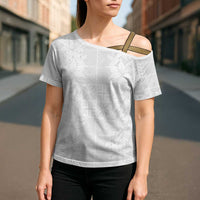 Nigeria Osun-Osogbo Festival Cross Shoulder Shirt White Lily Lei With Yoruba Pattern - Wonder Print Shop