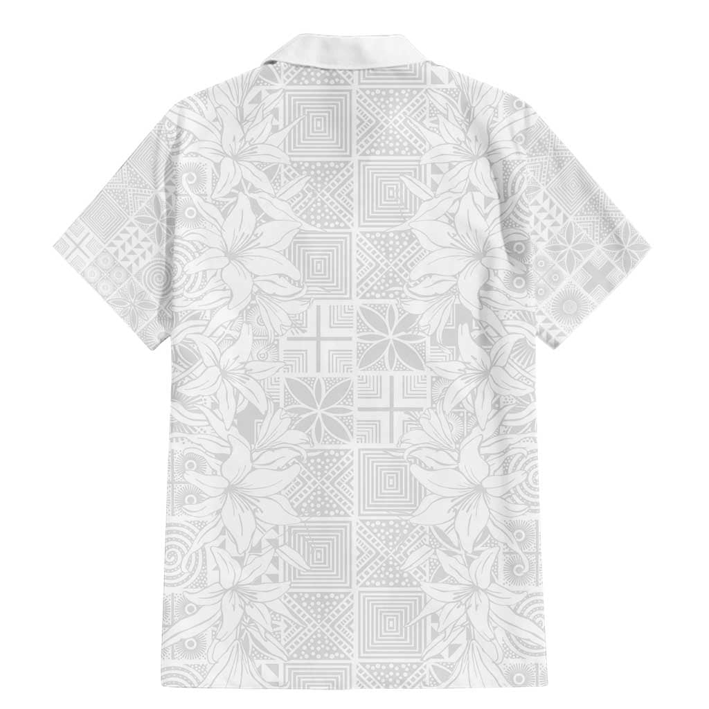 Nigeria Osun-Osogbo Festival Family Matching Mermaid Dress and Hawaiian Shirt White Lily Lei With Yoruba Pattern - Wonder Print Shop