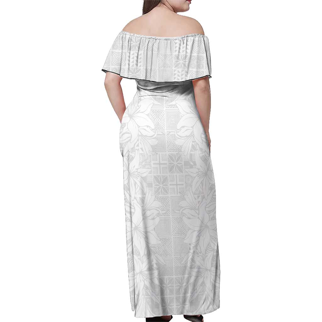 Nigeria Osun-Osogbo Festival Family Matching Off Shoulder Maxi Dress and Hawaiian Shirt White Lily Lei With Yoruba Pattern - Wonder Print Shop