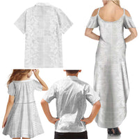 Nigeria Osun-Osogbo Festival Family Matching Summer Maxi Dress and Hawaiian Shirt White Lily Lei With Yoruba Pattern - Wonder Print Shop