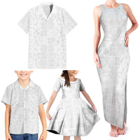 Nigeria Osun-Osogbo Festival Family Matching Tank Maxi Dress and Hawaiian Shirt White Lily Lei With Yoruba Pattern - Wonder Print Shop
