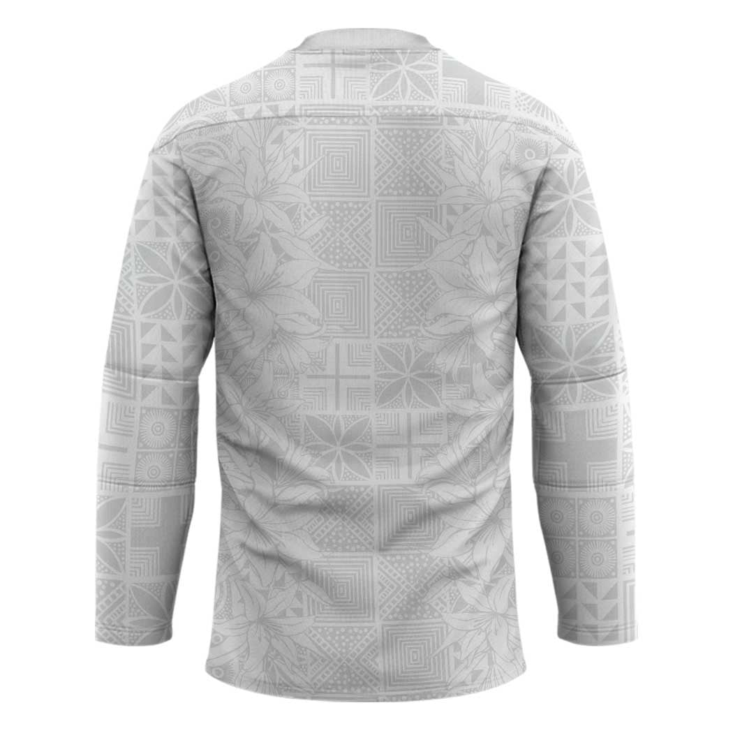 Nigeria Osun-Osogbo Festival Hockey Jersey White Lily Lei With Yoruba Pattern - Wonder Print Shop