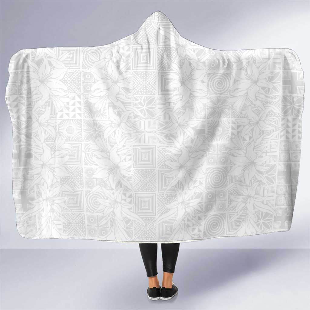 Nigeria Osun-Osogbo Festival Hooded Blanket White Lily Lei With Yoruba Pattern - Wonder Print Shop