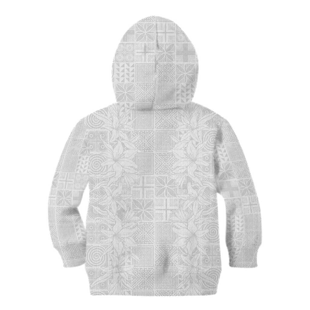 Nigeria Osun-Osogbo Festival Kid Hoodie White Lily Lei With Yoruba Pattern - Wonder Print Shop